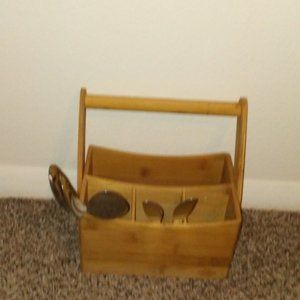 Wooden Kitchen Utensil Holder - Cooking Utensil Organizer & Storage